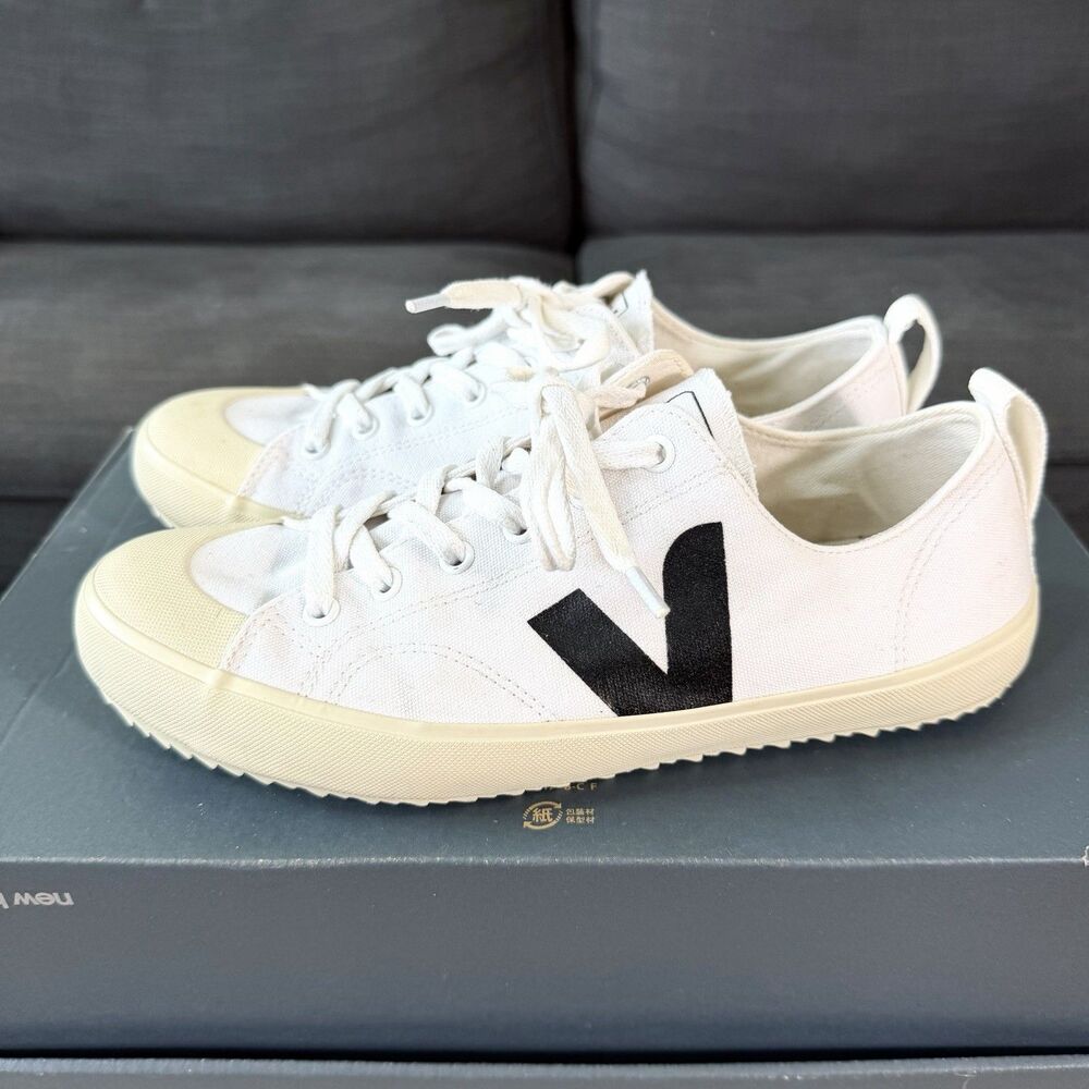 VEJA Nova Canvas Mesh White Black Sneakers Low Top Casual Shoes Women's Size 10